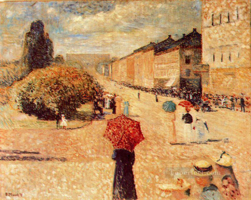 カール・ヨハン通りの春の日 1890年 エドヴァルド・ムンク油絵